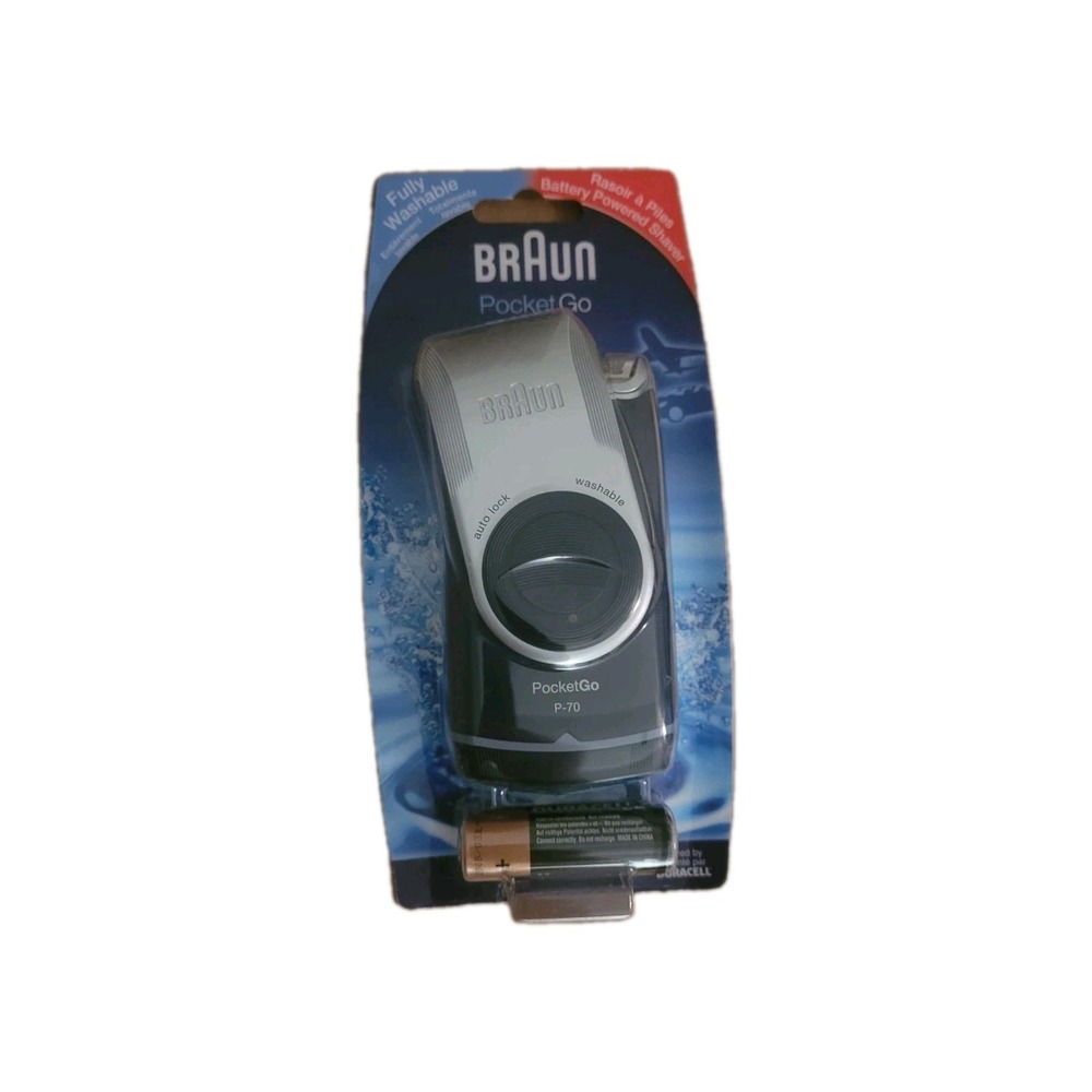 Braun PocketGo P-70 Black & Silver Washable Stainless Steel Blade Men's Shaver